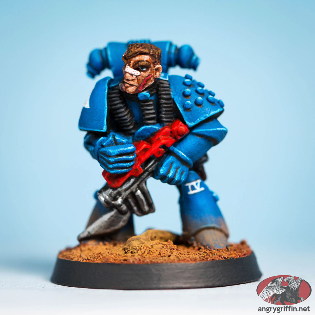 This is a vintage Warhammer 40K Rogue Trader Space Marine by the name of Brother Harris.