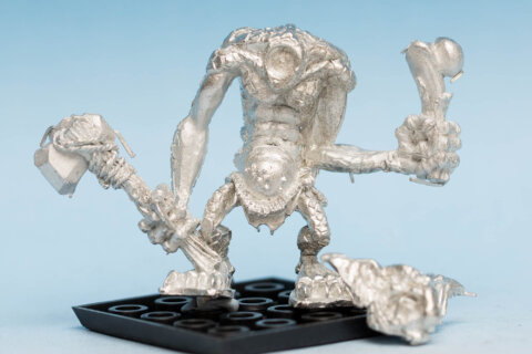 Stone Troll with Stone Axe and Bone Club