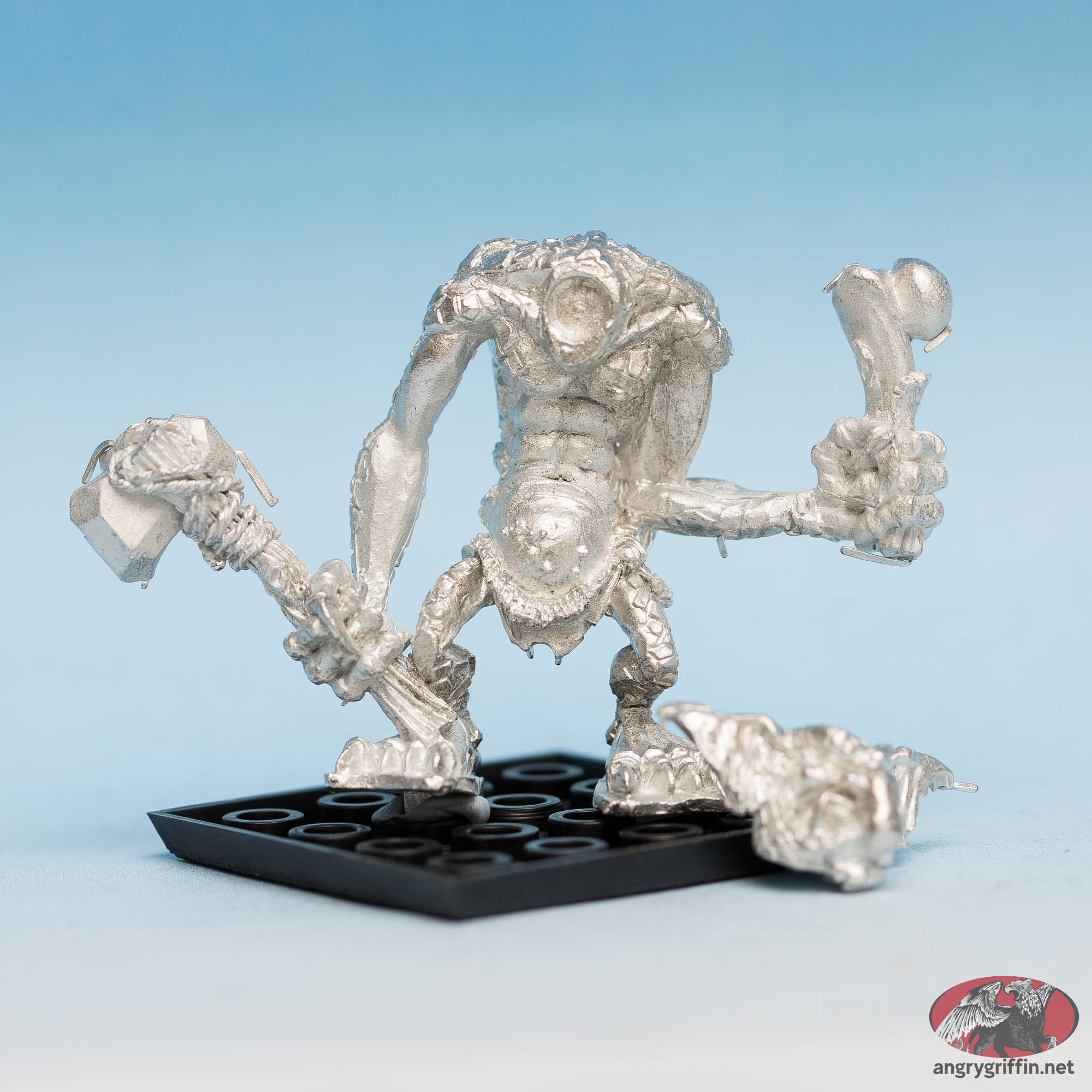 Stone Troll with Stone Axe and Bone Club